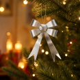 thumbnail image 2 of Christmas Bow Ornament, Iron Bow Hanging Decoration, Metallic Finish with Hanging Loop for Christmas Trees Wreaths and Garlands, Silver, 2 of 6