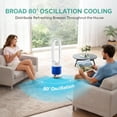 thumbnail image 7 of Safe Bladeless Tower Fan for Kids and Pets,41”Quiet Oscillating Floor Fan with 8 Speeds, 8H Timer and Remote, Cooling Fan for Nursery and Bedroom, Blue, 7 of 7