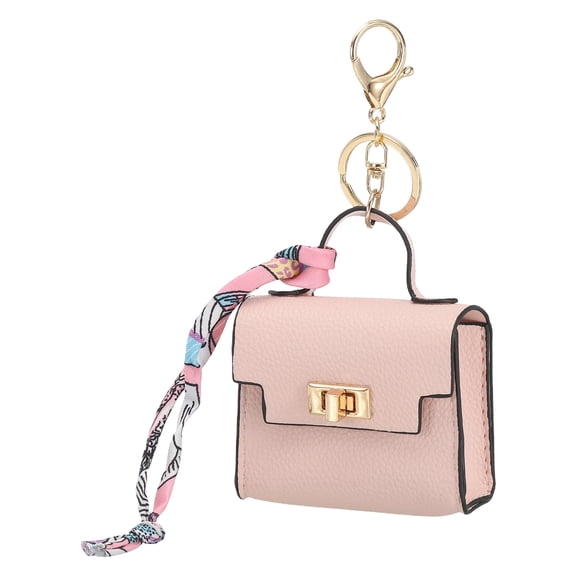 Uxcell Mini Backpack Keychain Pouch, Cute Leather Change Wallet Coin Purse Coin Pouch for Men Women Change Makeup Headphones, Pink