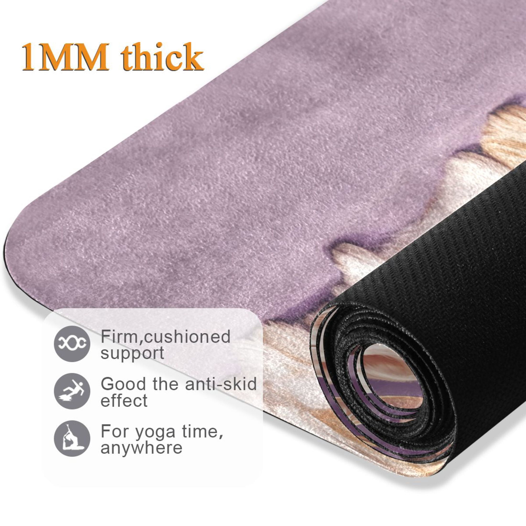 BZSMCE Yoga Mat Women Cats and Dogs Among Flowers Fitness Mat