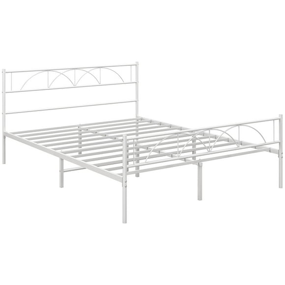 HOMCOM Full Bed Frame Metal Platform Bed Frame with Headboard Steel Slat