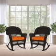 thumbnail image 2 of Jeco Rocker Wicker Chair in Espresso with Orange Cushion (Set of 2), 2 of 9