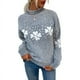 thumbnail image 5 of Suéter navideño de otoño e invierno para mujer, suéter de copo de nieve de cuello medio alto informal europeo y americano para mujer, 5 of 5
