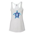 thumbnail image 2 of Wild Bobby, Sea Turtle Tie Dye Art Animal Lover Tri-Blend Racerback Tank Top, Heather White, Medium, 2 of 3
