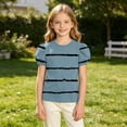thumbnail image 4 of JOANKDMI Puff Sleeve Striped T Shirts Girls 10-11 Crewneck Short Sleeve Casual Tops Trendy Summer Graphic Basic Tees Pullover Blouse for Kids Everyday School Wear, 4 of 8