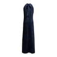 thumbnail image 6 of Smsaxvxz Summer Dresses for Women Fashion Solid Crew Neck Sleeveless Casual Loose Ice Silk Crinkle Flared Maxi Dress Navy 3XL, 6 of 7