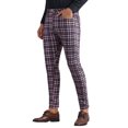 thumbnail image 4 of INSPIRE CHIC Plaid Printed Dress Pants for Men's Flat Front Stretch Slim Fit Checked Trousers, 4 of 6