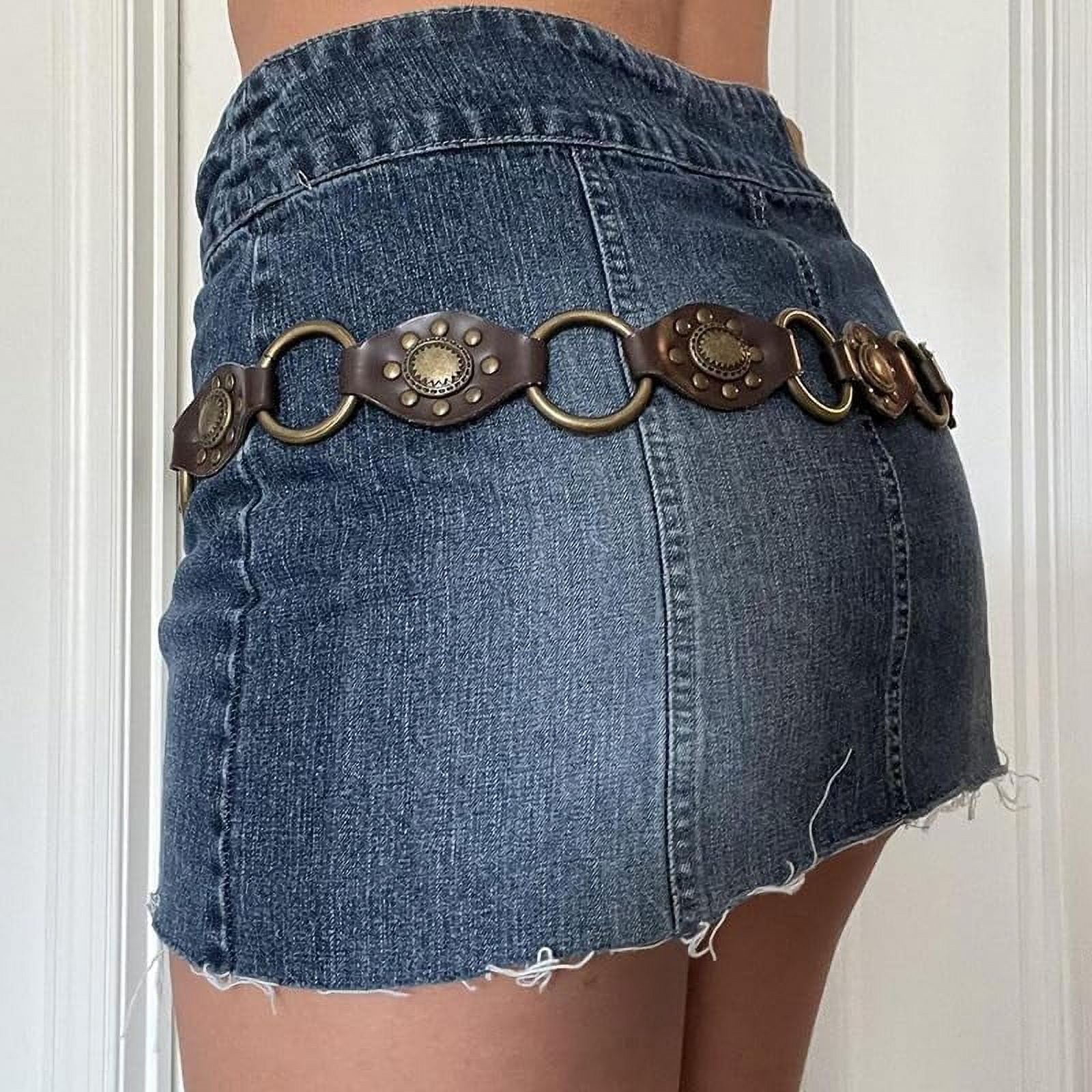 Y2K Rhinestone White Leather Belt Size Large Bling 90's Hip