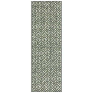 Mainstays Geometric Diamond Black Tonal Olefin Indoor Runner Rug, 1'8"x5', Skid-Resistant