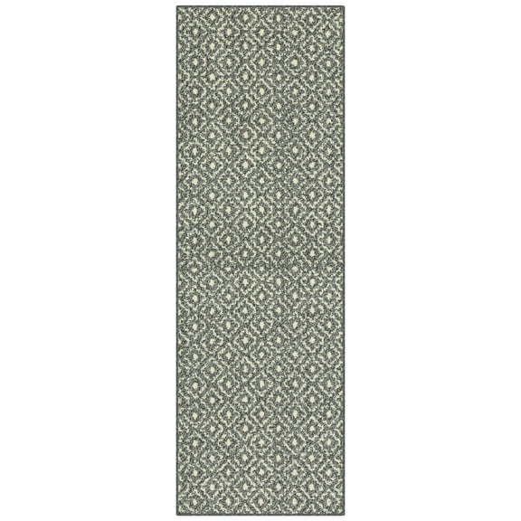 Mainstays Geometric Diamond Black Tonal Olefin Indoor Runner Rug, 1'8"x5', Skid-Resistant