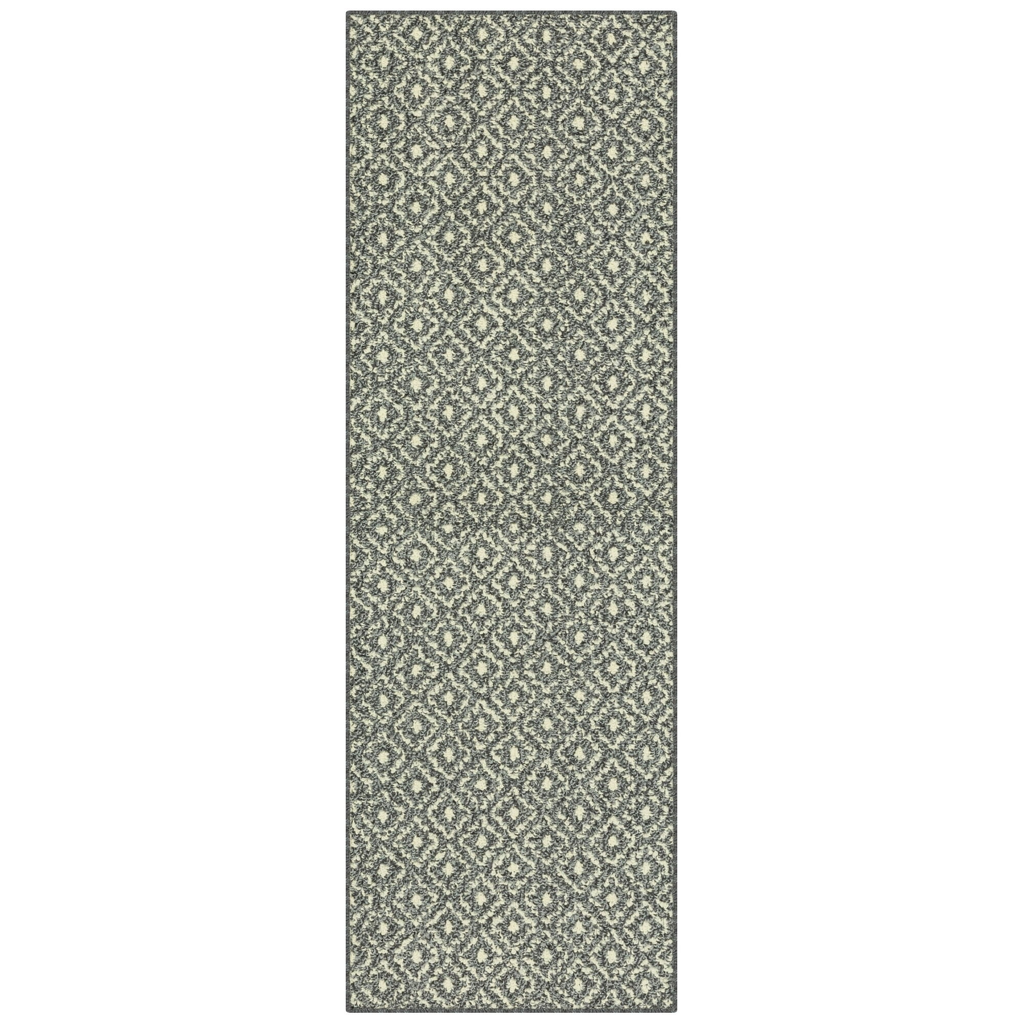 Mainstays Geometric Diamond Black Tonal Olefin Indoor Runner Rug, 1'8"x5', Skid-Resistant