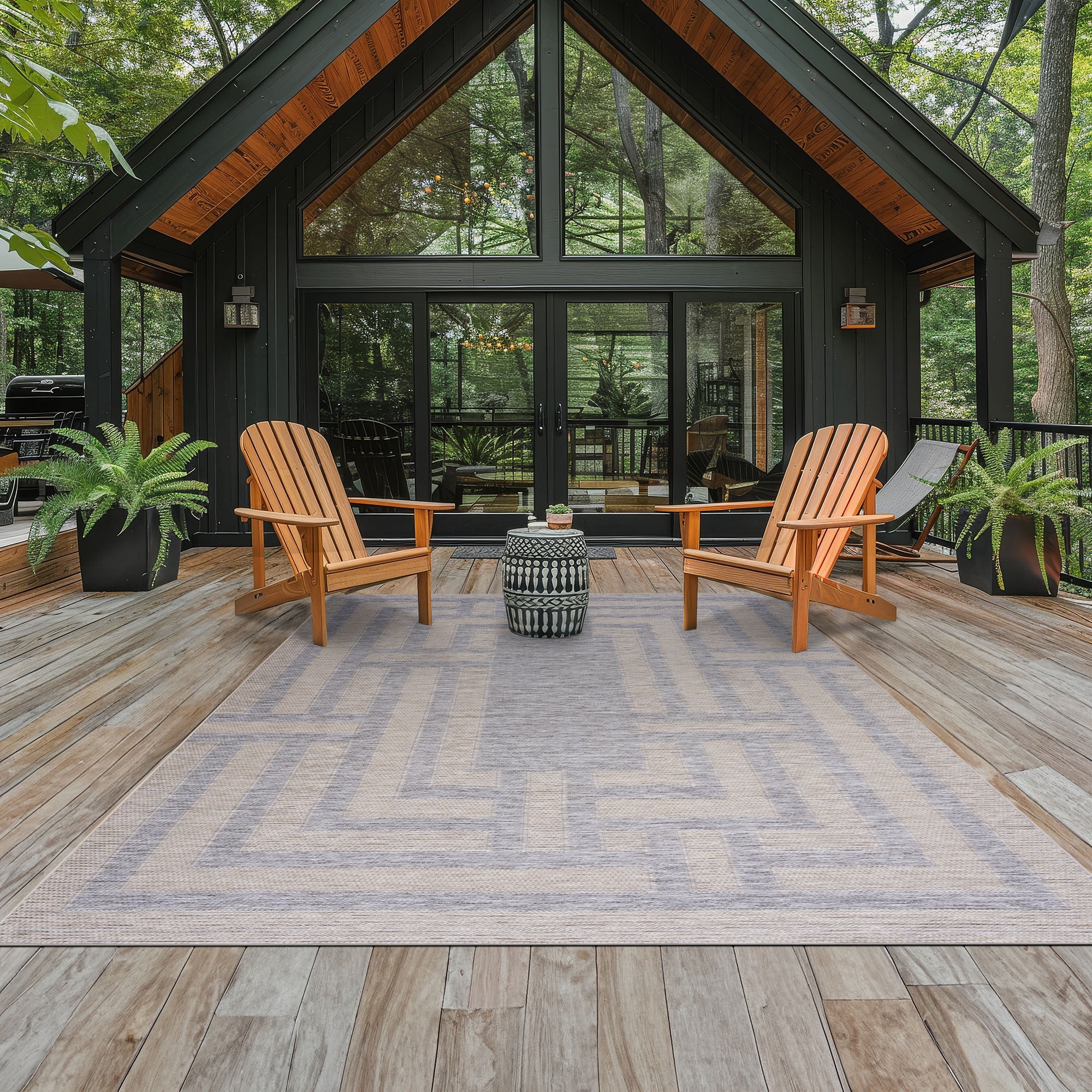 Bliss Rugs Bailey Transitional 5' x 7' Natural and Gray Indoor Outdoor Area Rug
