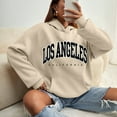 thumbnail image 4 of Womens Hoodies Long Sleeve Womens Pullover Sweatshirt Cute Hoodies Beige Hoodies for Women Winter Essentials Women's Clothing, 4 of 5