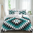 thumbnail image 2 of Turquoise Aztec Bedding 3 Piece Duvet Cover Set Full Size, Black White Southwest Vintage Geometric Soft Microfiber Comforter Cover with Zipper Closure & Pillowcases, FadeResistant Quilt Cover, 2 of 9