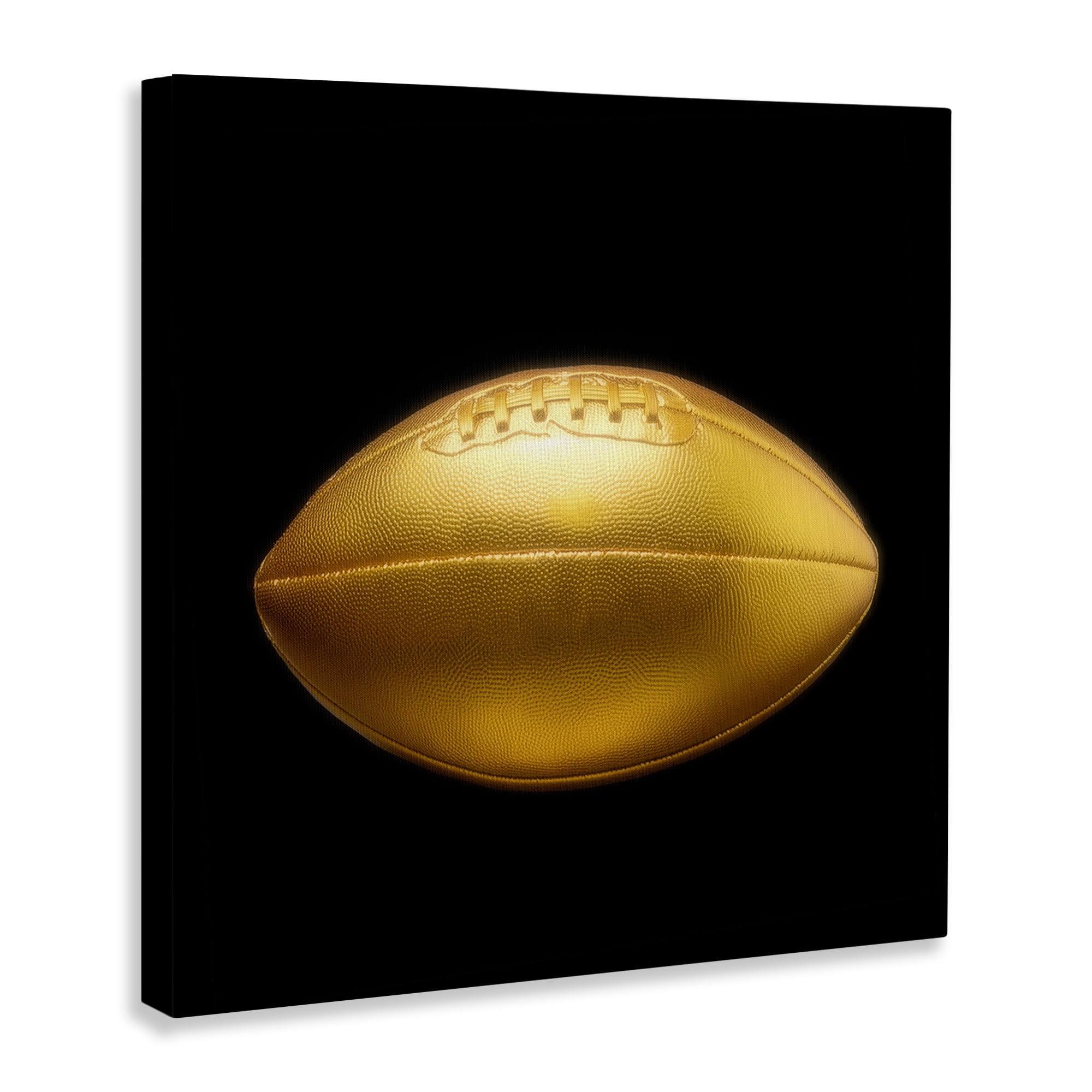 Stupell Industries Gold Designer Football Sports Painting Wrapped Canvas Art Print Wall Art, 36 x 36