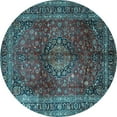 thumbnail image 1 of Ahgly Company Indoor Round Medallion Light Blue Traditional Area Rugs, 8' Round, 1 of 4