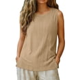 thumbnail image 5 of LVHAOGJOB Débardeur Femme Été Couleur Unie Col Rond Ample Sans Manches, 5 of 5