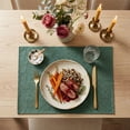 thumbnail image 3 of Sm:)e Forest Green Placemats 12 x 18 Inch Set of 4, Seasonal Washable Kitchen Dining Table Decoration for Home Party,240g（0.53lb）, 3 of 7