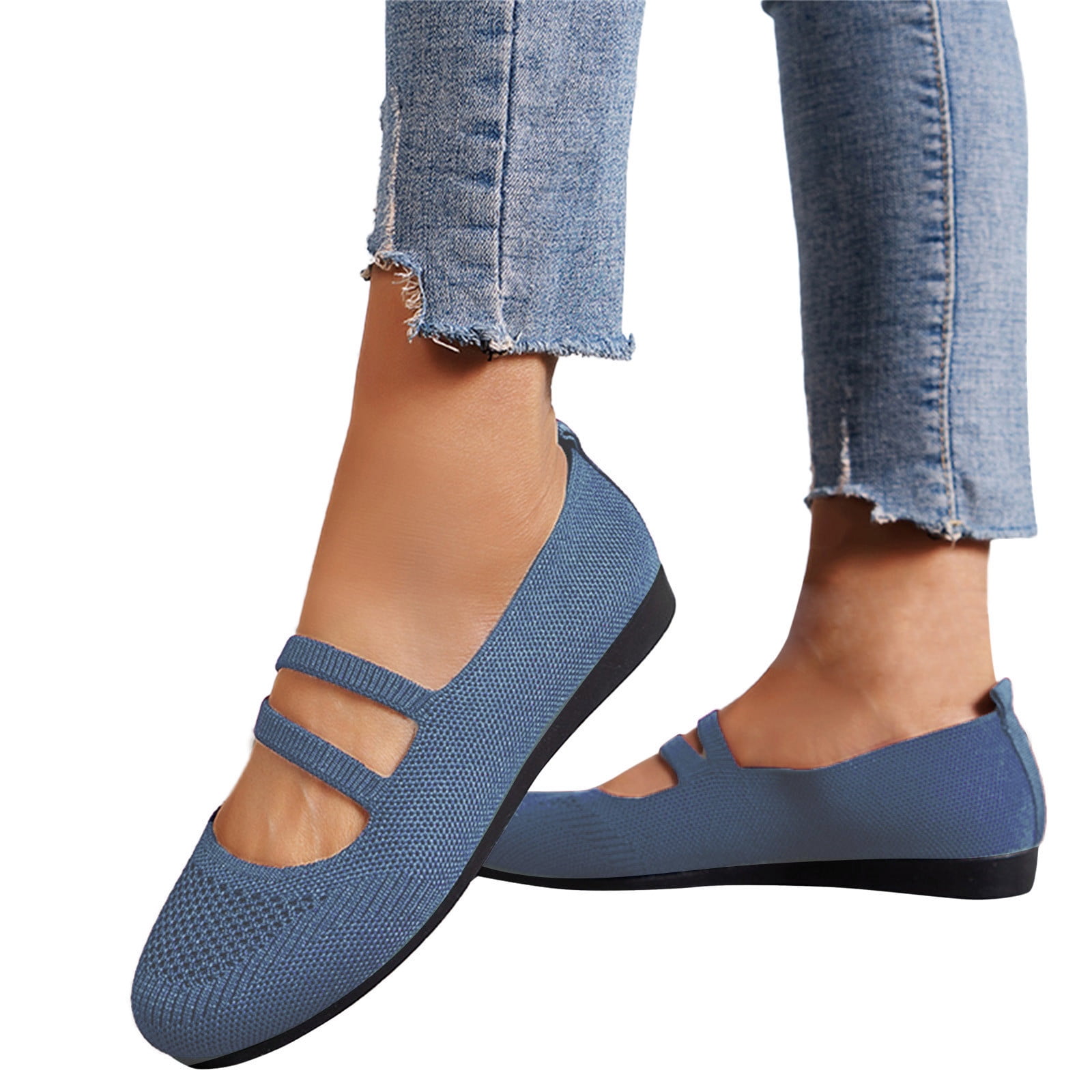 Dakaela Women's Ballet Flat Shoes Comfortable Mesh Slip on Dress Loafers Casual Mary Jane Flats Blue 6.5