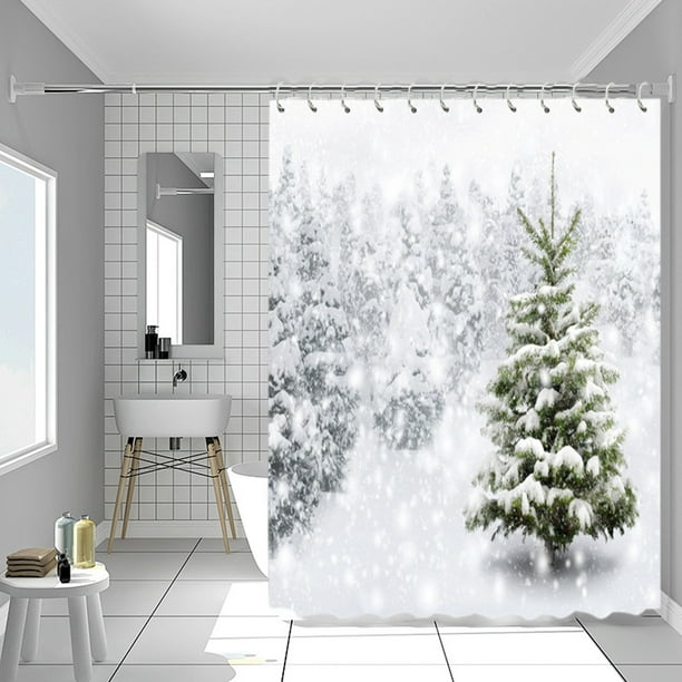 Christmas Shower Curtain Shower Curtain Proof Shower Curtain Bathroom Dry And Wet Separation Shading Warm Shower Curtain