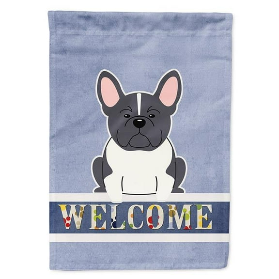 Caroline's Treasures BB5593CHF French Bulldog Black White Welcome Flag Canvas House Size , Large, multicolor