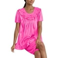 thumbnail image 2 of asjyhkr Womens Pajama Sets 2 Piece Lace Crew Neck Short Sleeve Sleep Dress High Waist Shorts Set Plush Soft Breathable Solid Color Homewear Pjs, 2 of 4
