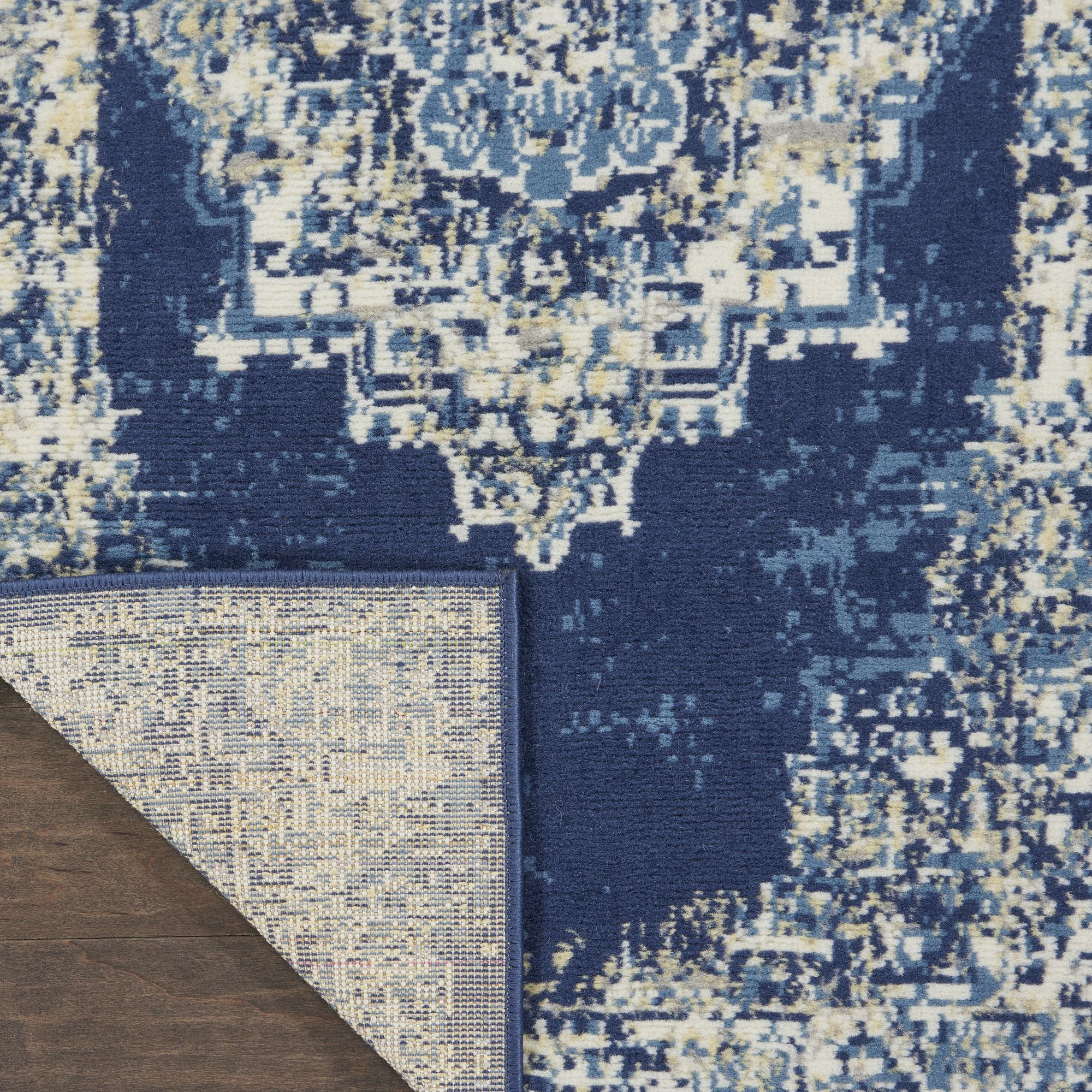 Nourison Grafix GRF14 Navy/White/Tan Indoor Area Rug - 2'3" x 7'6"