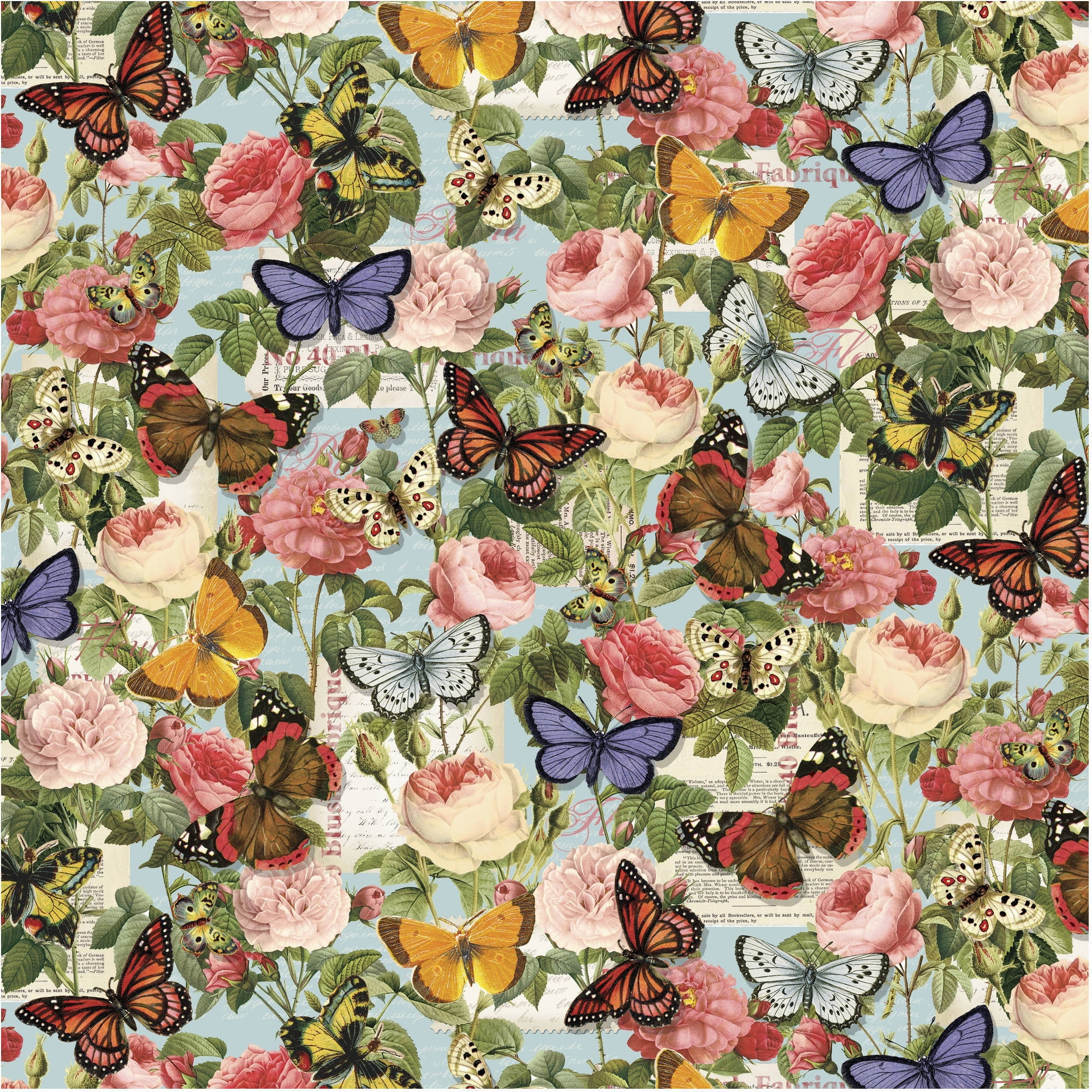 David Textiles, Inc. 45" 100 Cotton Butterfly Flowers Craft Fabric By