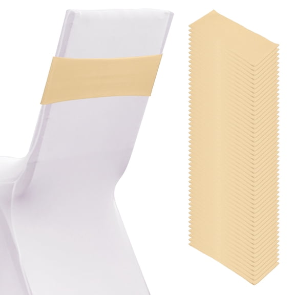 Uxcell Premium Spandex Chair Sashes Bows 50 Pcs Elastic Stretch Chair Cover Band Ties with Slider Buckle Champagne