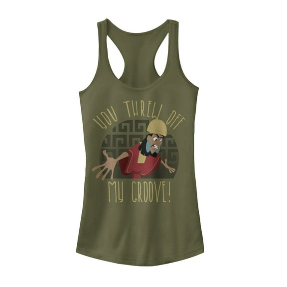 Junior's The Emperor's New Groove Kuzco  Racerback Tank Top Military Green Small