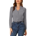 thumbnail image 1 of INSPIRE CHIC Chemise Élégante à Manches Longues Col en V pour Femmes, Gris, 1 of 6