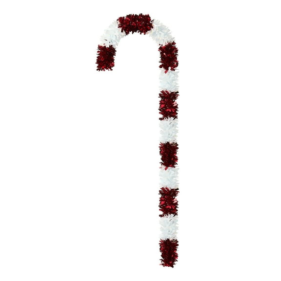 Red and Opal Jumbo Tinsel Candy Cane Christmas Decoration, 46", by Holiday Time