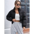 thumbnail image 6 of Women' S Cropped Quilted Puffer Jacket Outerwear Coats Black L, 6 of 9