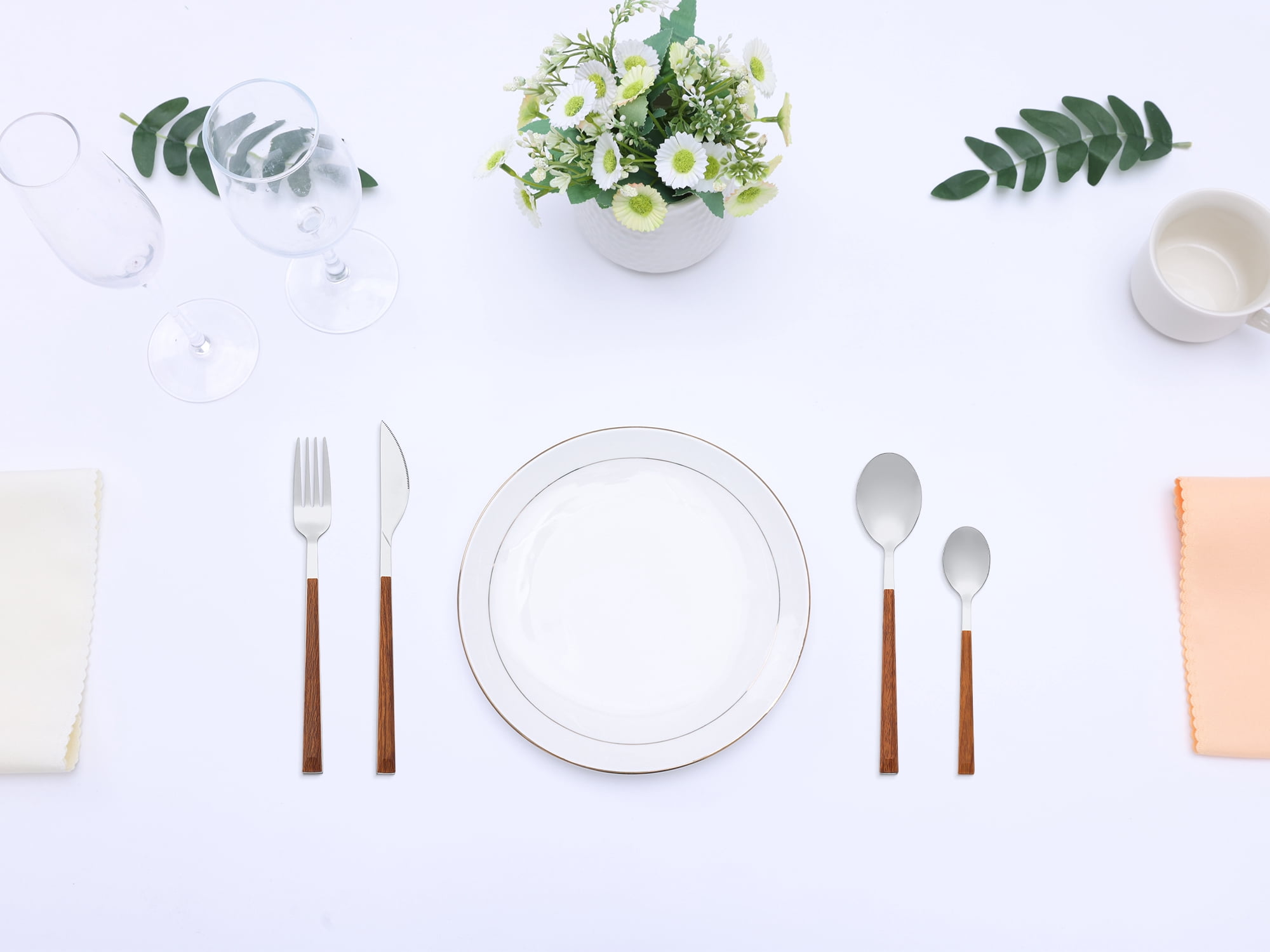 Unique Bargains Silverware Set Durable Stainless Steel Flatware Silver 16 Pcs