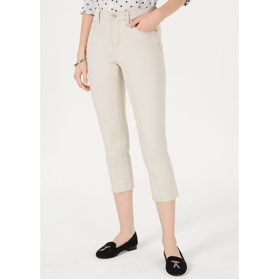 Charter Club Womens Tummy Control Bristol Capri Jeans Creme Stone 18