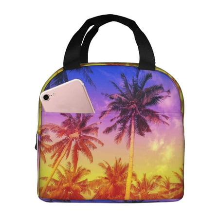 Insulated Lunch Bag for Women Men - Palm Trees at Sunset Leakproof Cooler Lunch Box for Women Men  Lunch Tote Bags for Work School Picnic Travel