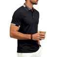 thumbnail image 6 of KLHDSF Men's Short Sleeve Polo Shirts Casual Slim Fit Basic Cotton Shirt Top 3-Button Golf Shirt, Summer Wear, Casual, Trip, Work, Outdoor Black L, 6 of 10