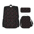 thumbnail image 1 of Disketp Love Valentine's skull Mochila Estampada de Gran Capacidad con Lonchera y Estuche, Set de 3 Piezas para Estudiantes, 1 of 7