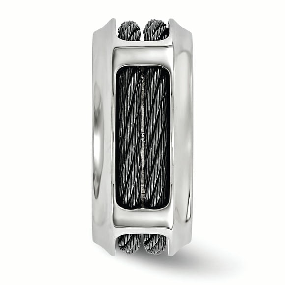 Edward Mirell Câble Ti en Acier Inoxydable et Noir 10,75mm Taille de Bande 10