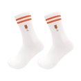 thumbnail image 4 of JUUNthy Mens Womens Cotton Crew Socks, Breathable Soft Non-Slip Stripe Graphic Casual Athletic Socks Orange, 4 of 11