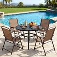 thumbnail image 5 of TLSUNNY Folding Patio Chair Set of 4, Portable Dining Chairs with Armrest, Outdoor Foldable Chairs, Brown, 5 of 8