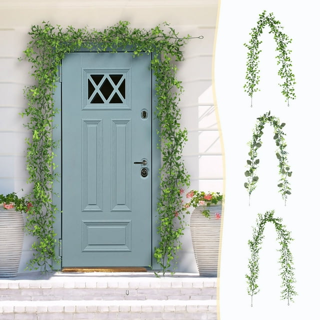 Fiudx Guirnalda de Enredaderas Verdes, Decoración Realista de Ratán, Estilo Escandinavo, Decoración Versátil para El Hogar, Adorno para Chimenea, Ideal para La Fiesta de Acción de Gracias, Fácil de C