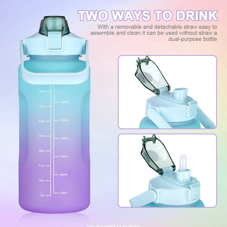 Half Gallon Water Bottle, 64 oz Water Bottles with Straw & Sleeve, 2l  Motivational Large Water Jug w…See more Half Gallon Water Bottle, 64 oz  Water