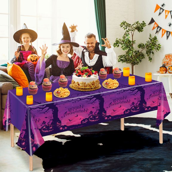 XGFHYJEH Halloween Decorations Decor, Halloween Disposable Tablecloth Plastic Rectangular Table Cover Halloween Party Tablecloth