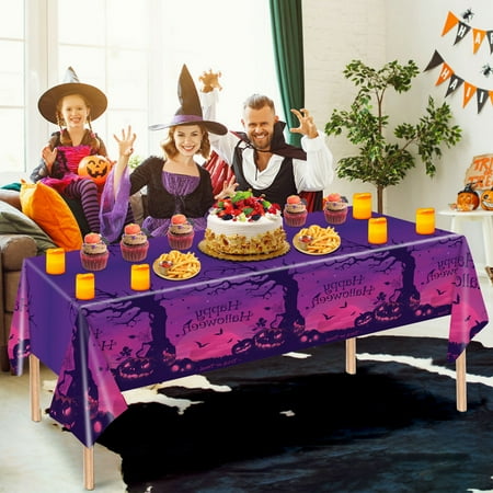 XGFHYJEH Halloween Decorations Decor Halloween Disposable Tablecloth Plastic Rectangular Table Cover Halloween Party Tablecloth