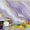 thumbnail image 4 of Peel and Stick Wallpaper Abstract Purple Marble Gold Veins Modern Art Wall Mural Decor Self Adhesive and Removable 69in x 98in, 4 of 8