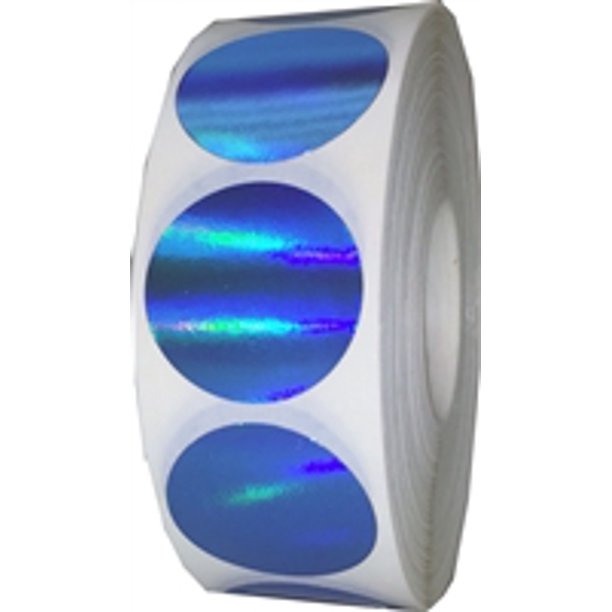 Blue Holographic Circle Dot Stickers 1" Inch Round 500 Pack