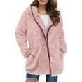 thumbnail image 1 of Winter Coats for Womens Plus Size Fleece Jacket Long Sleeve Hooded Cardigan Sweatshirts Open Front Lapel Outerwears, 1 of 5