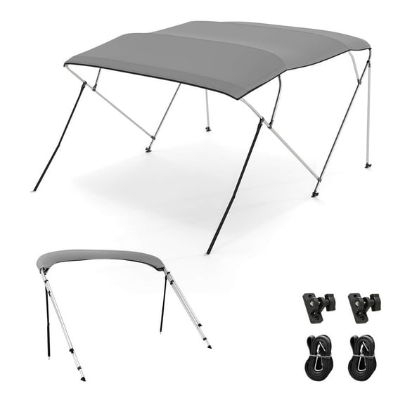 DEXS  Pontoon Jon Boat Cover w/Storage Boot, Straps & 1” Aluminum Frame, 600D Waterproof Oxford Fabric & Foldable Boat Shade