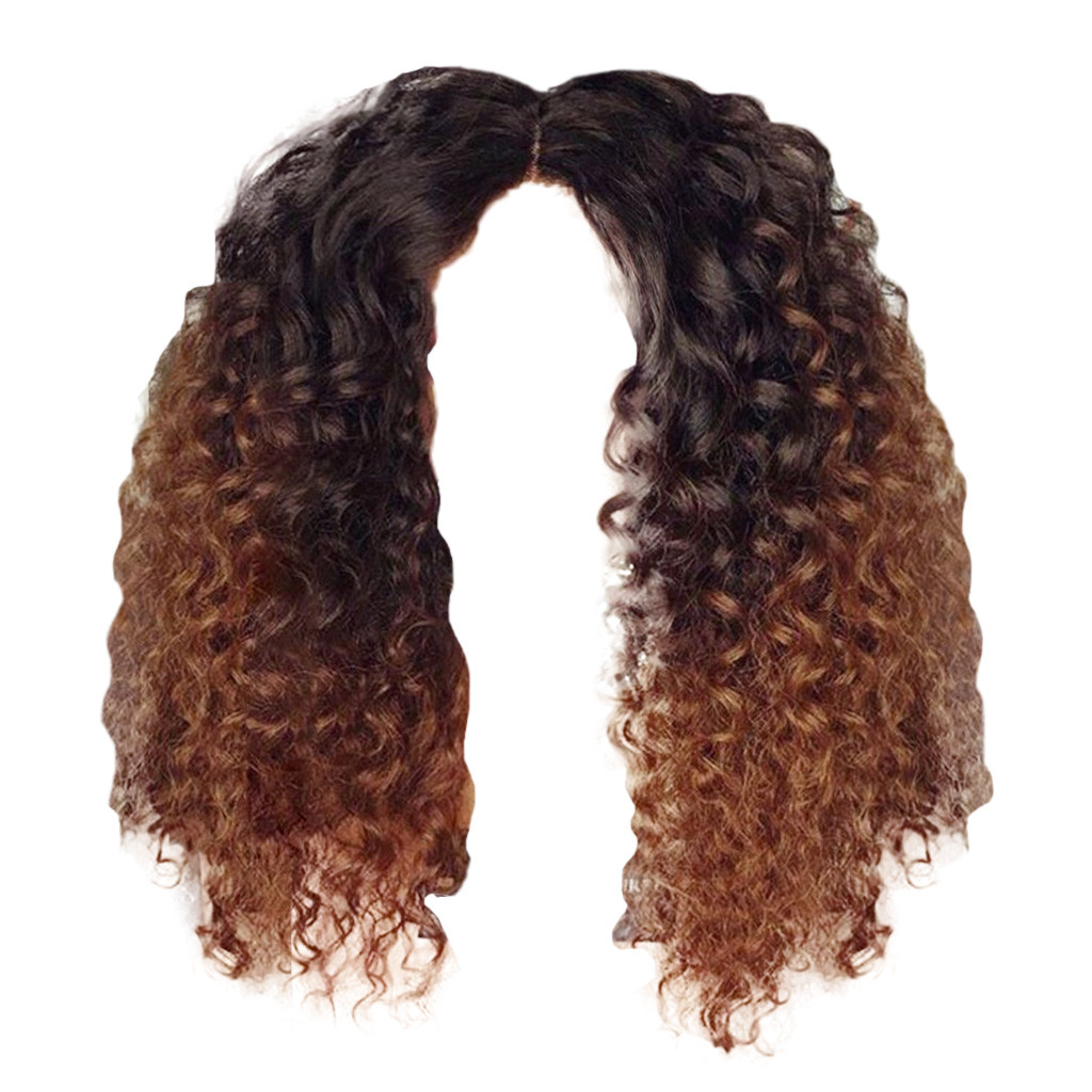 CieKen Black Brown Curly Hair Wig Synthetic Water Wave Curly Long Hair Wigs Fashion - image 3 of 5